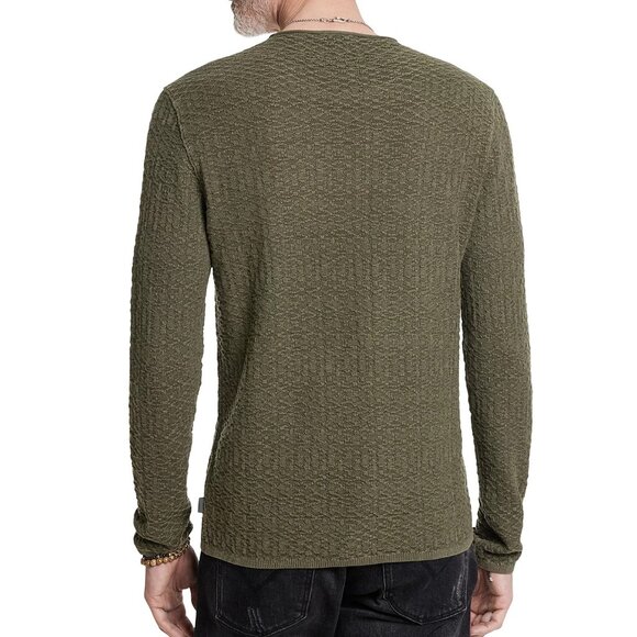 John Varvatos Collection Men's Long Sleeve Riley Textured Crew Sweater Teakwood - Picture 3 of 7